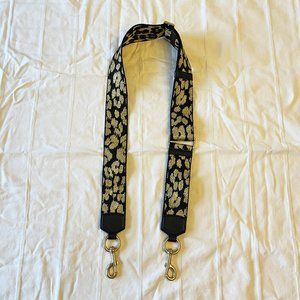 Women's Black Webbed Leopard Bag Strap